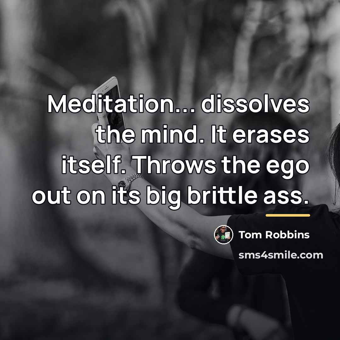 “Meditation... dissolves the mind. It erases itself. Throws the ego…” quote by Tom Robbins