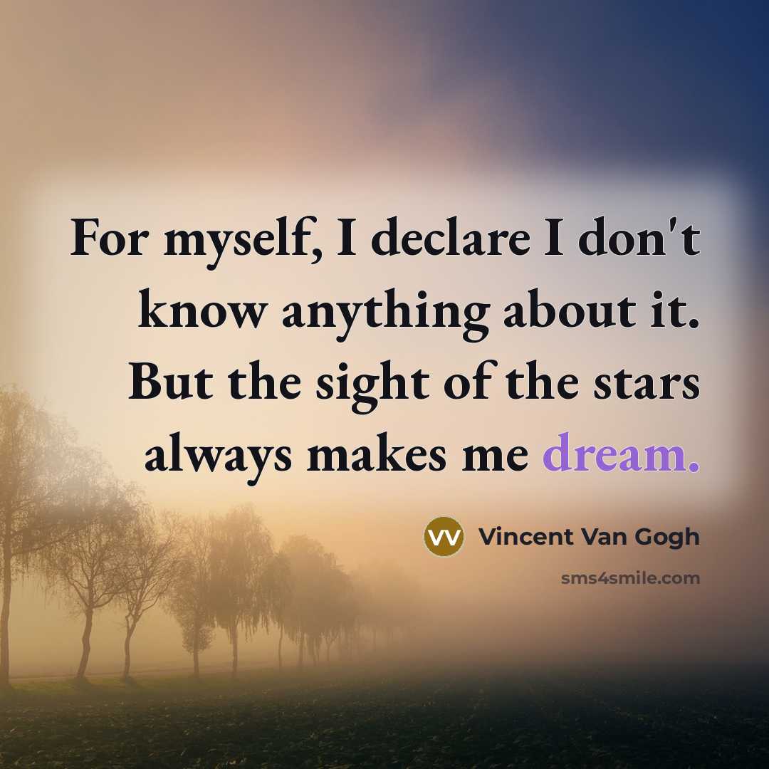 “For myself, I declare I don't know anything about it.…” quote by Vincent Van Gogh