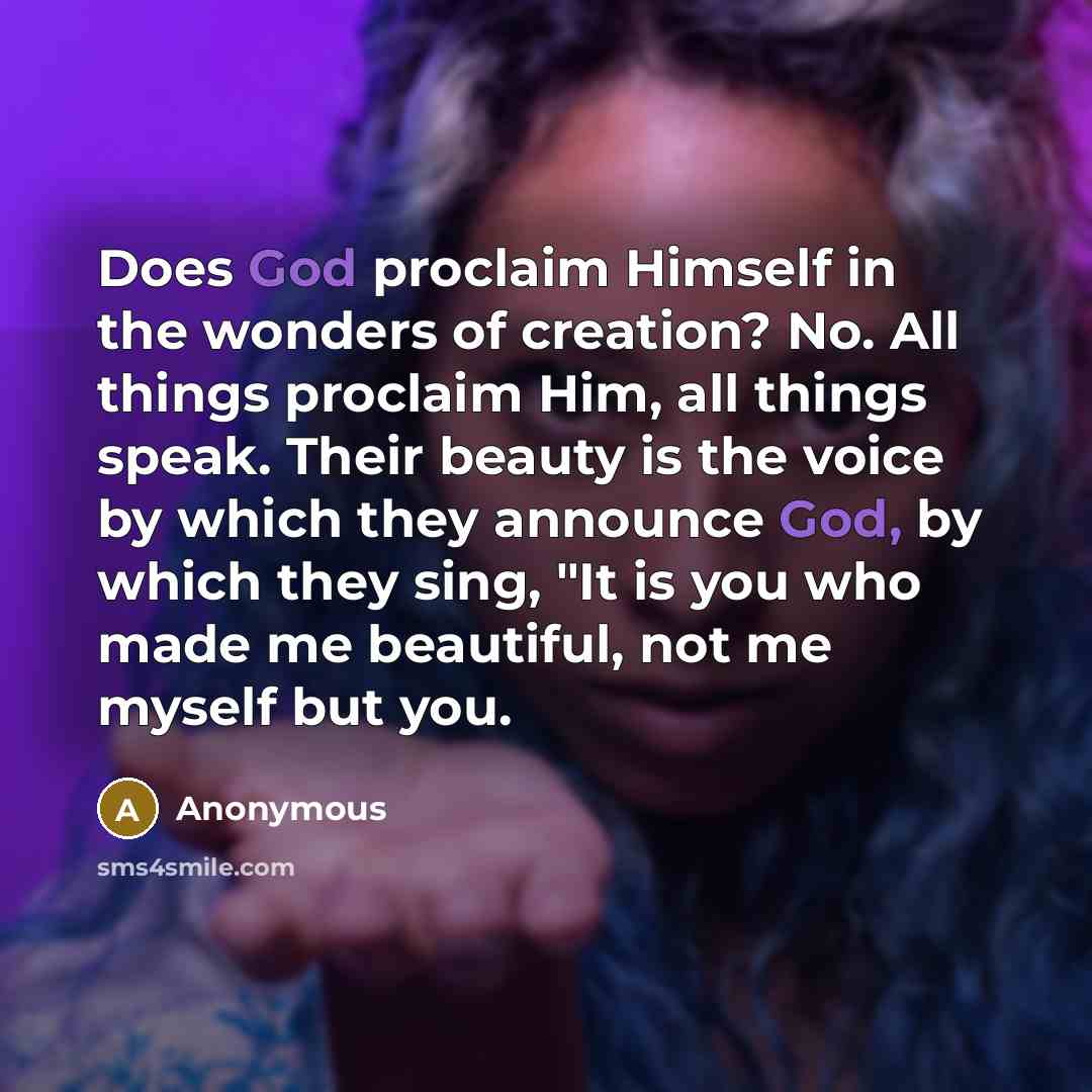 “Does God proclaim Himself in the wonders of creation? No.…” quote by Anonymous