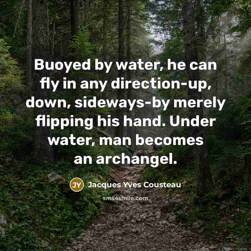 “Buoyed by water, he can fly in any direction-up, down,…” quote by Jacques Yves Cousteau
