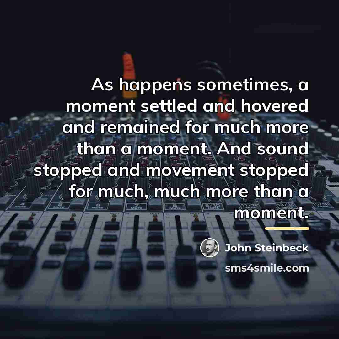 “As happens sometimes, a moment settled and hovered and remained…” quote by John Steinbeck