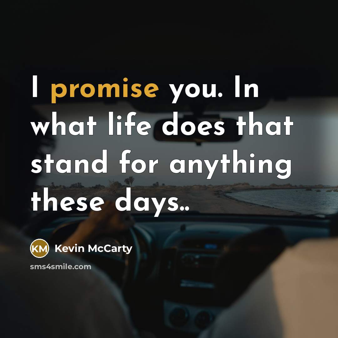 “I promise you. In what life does that stand for…” quote by Kevin McCarty