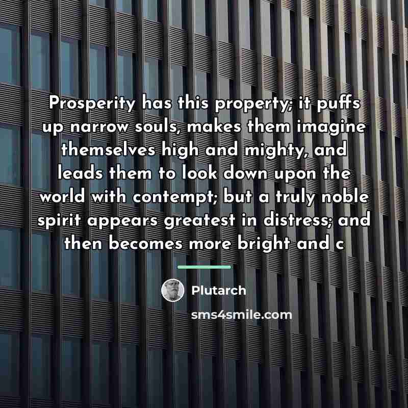 “Prosperity has this property; it puffs up narrow souls, makes…” quote by Plutarch