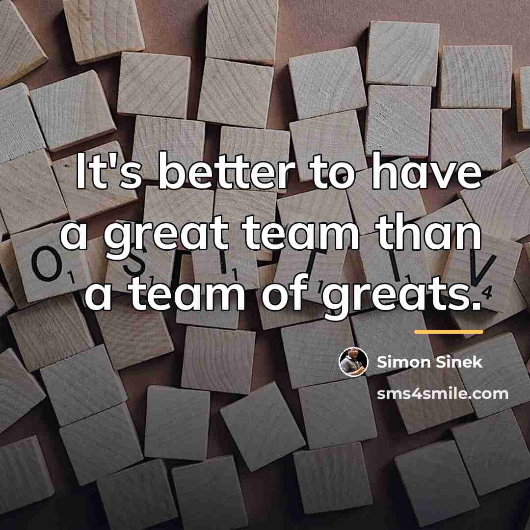“It's better to have a great team than a team…” quote by Simon Sinek