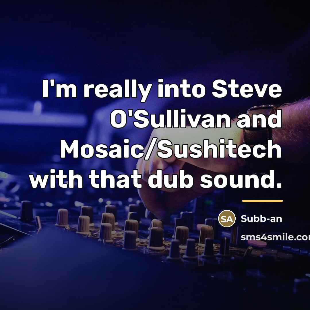 “I'm really into Steve O'Sullivan and Mosaic/Sushitech with that dub…” quote by Subb-an