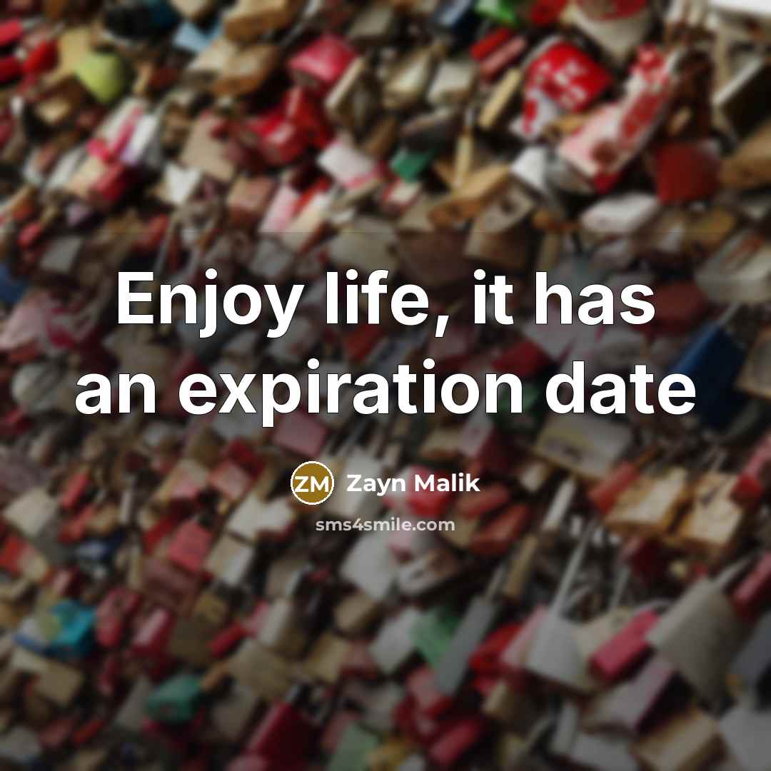 “Enjoy life, it has an expiration date…” quote by Zayn Malik