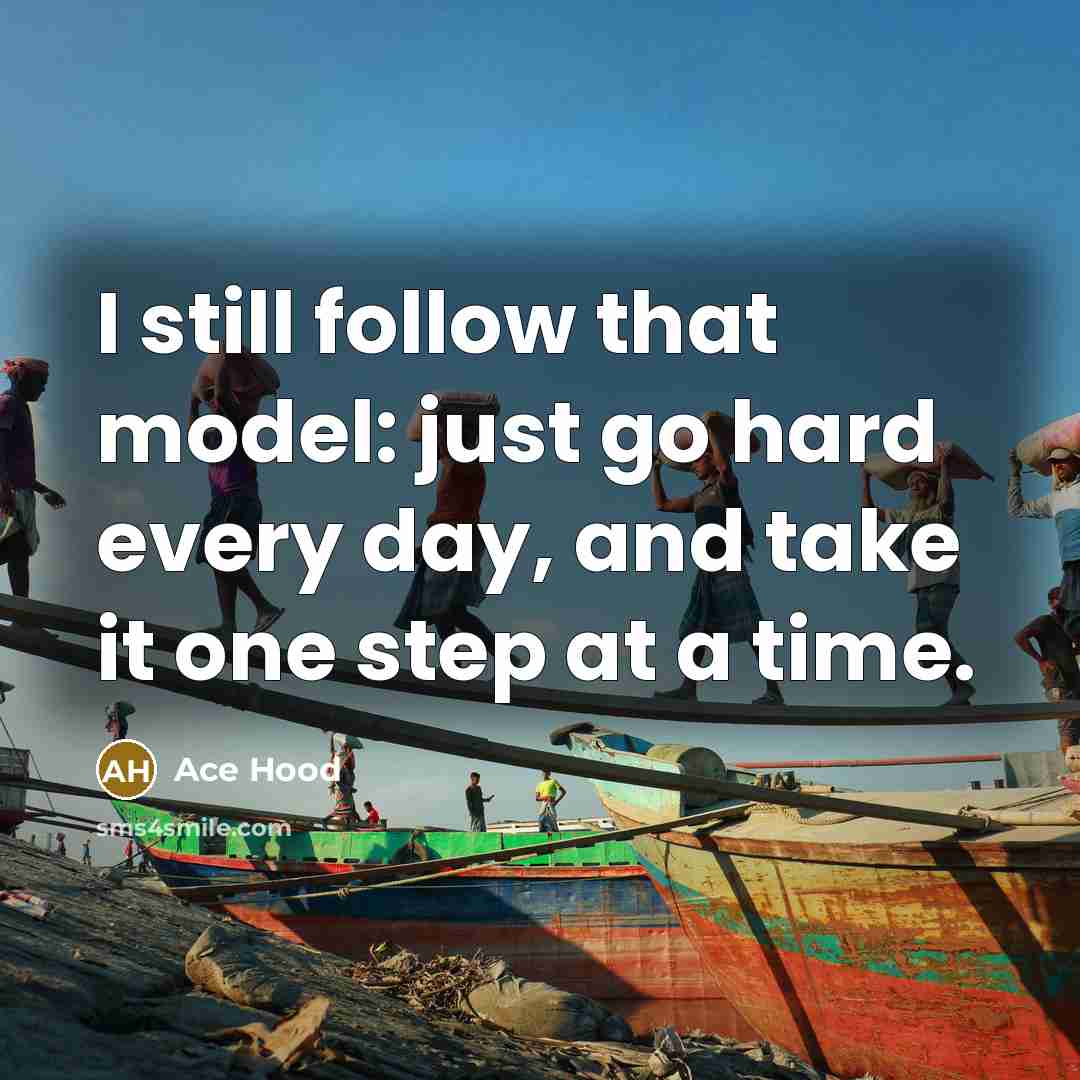 “I still follow that model: just go hard every day,…” quote by Ace Hood