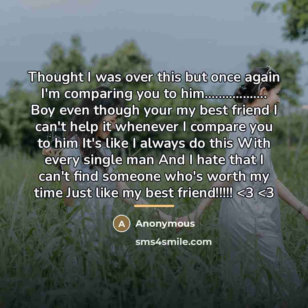 “Thought I was over this but once again I'm comparing…” quote by Anonymous