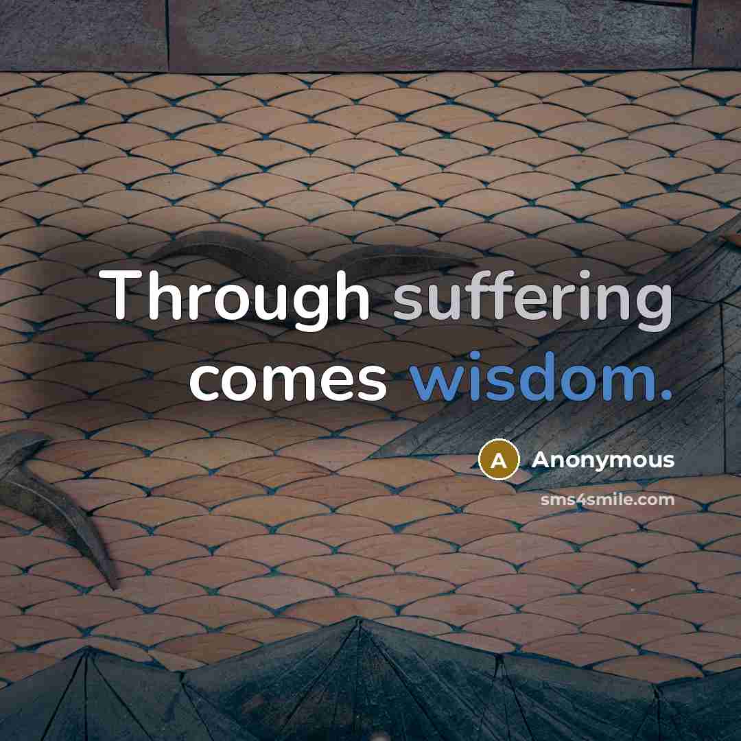 “Through suffering comes wisdom.” quote by Anonymous