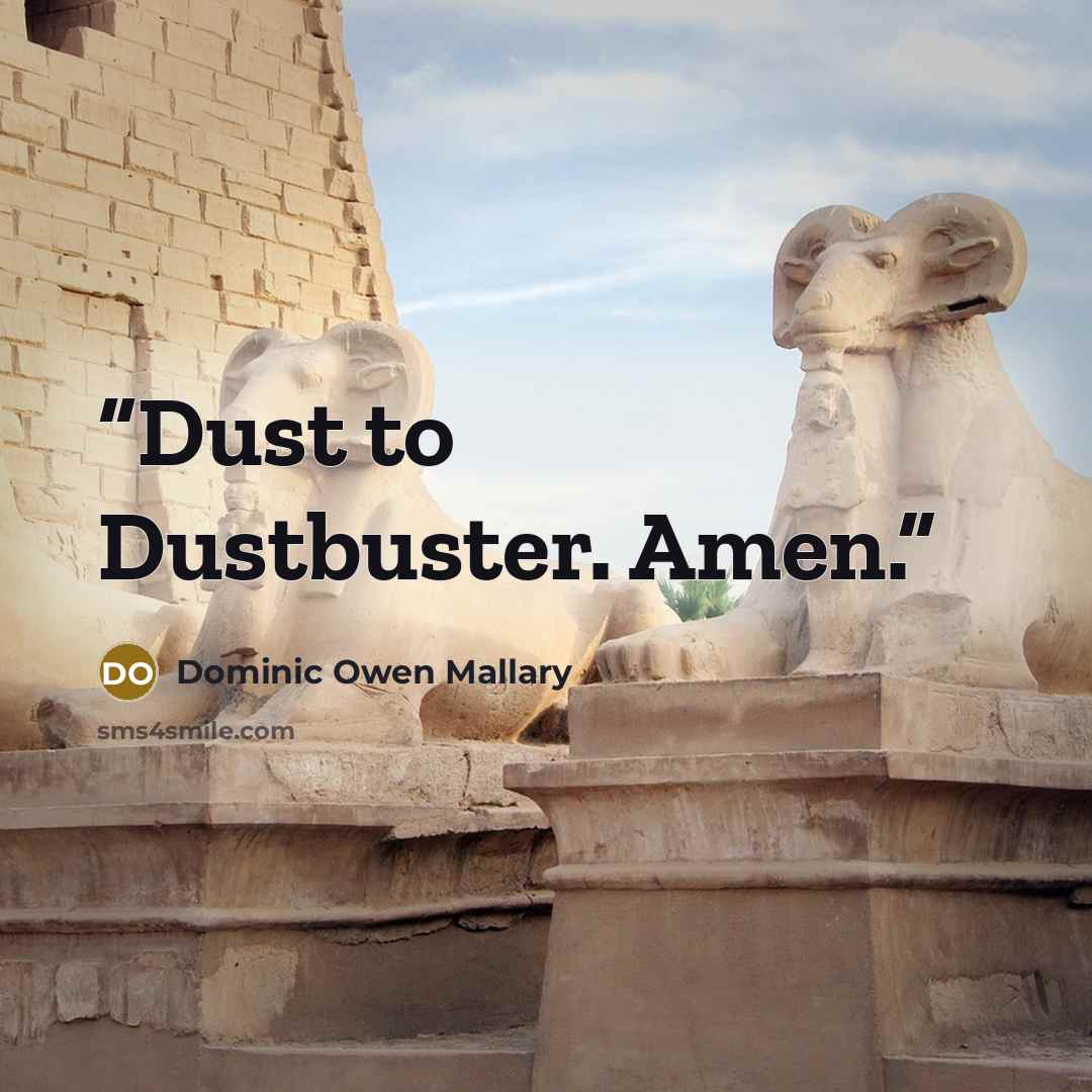 “Dust to Dustbuster. Amen.” quote by Dominic Owen Mallary