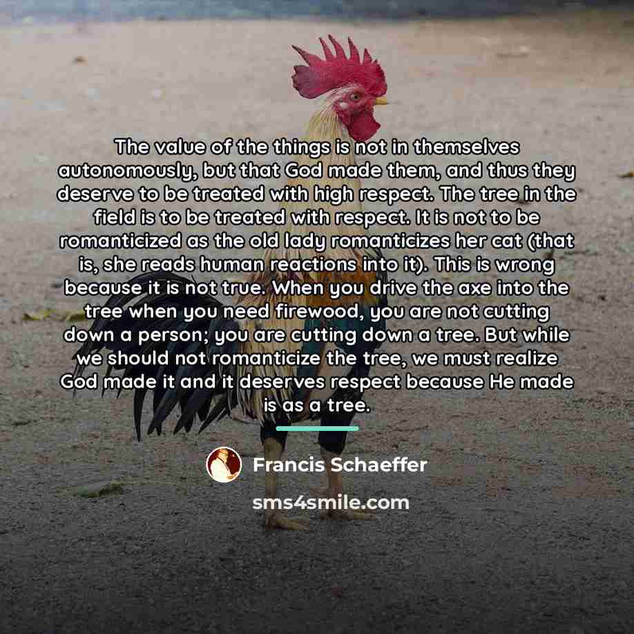 “The value of the things is not in themselves autonomously,…” quote by Francis Schaeffer