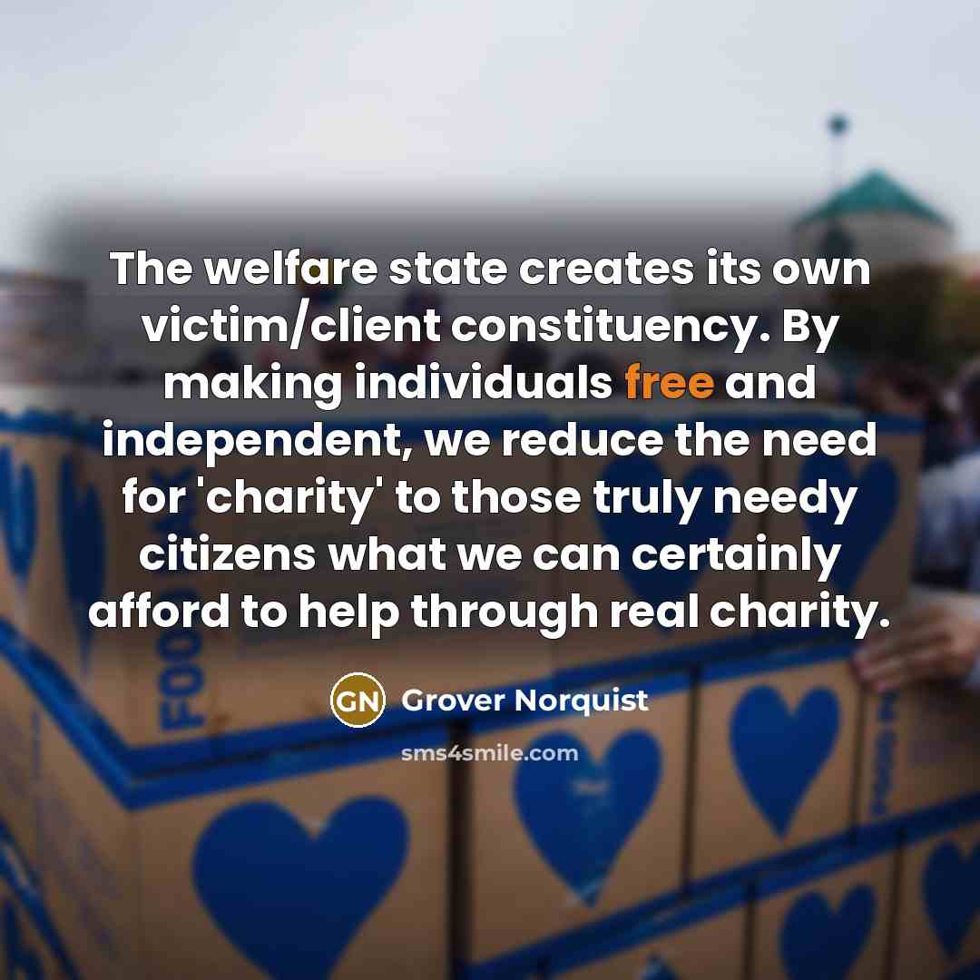 “The welfare state creates its own victim/client constituency. By making…” quote by Grover Norquist
