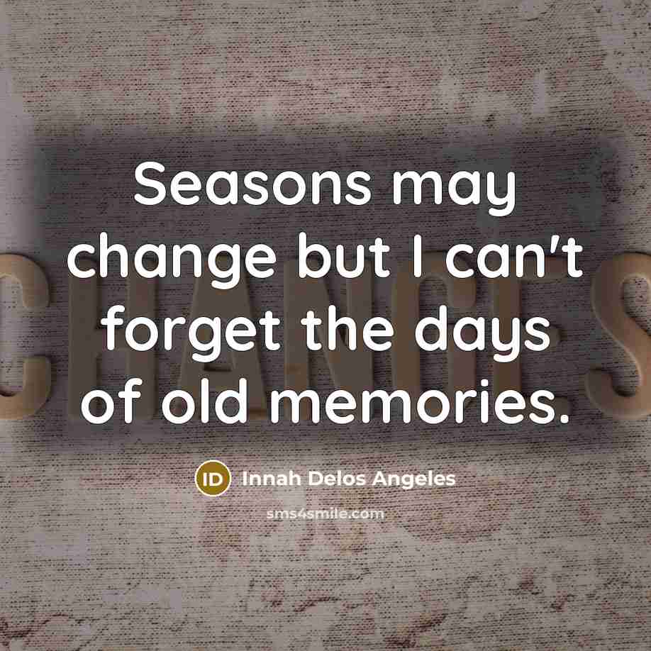 “Seasons may change but I can't forget the days of…” quote by Innah Delos Angeles