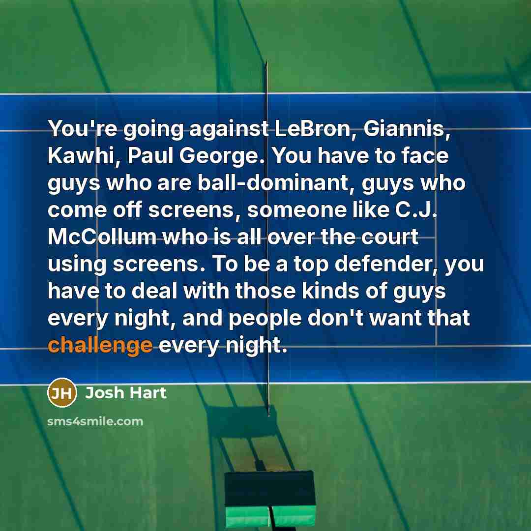 “You're going against LeBron, Giannis, Kawhi, Paul George. You have…” quote by Josh Hart
