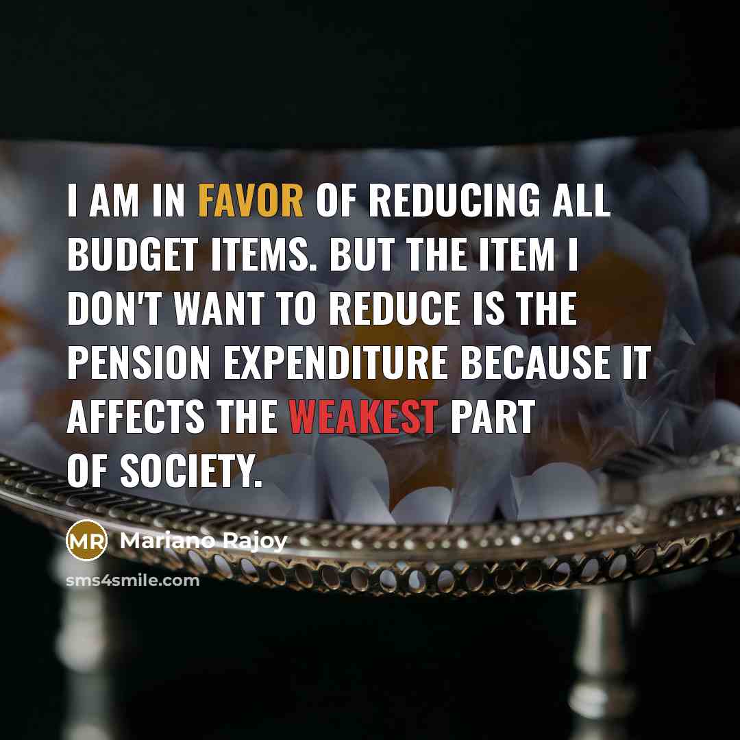 “I am in favor of reducing all budget items. But…” quote by Mariano Rajoy