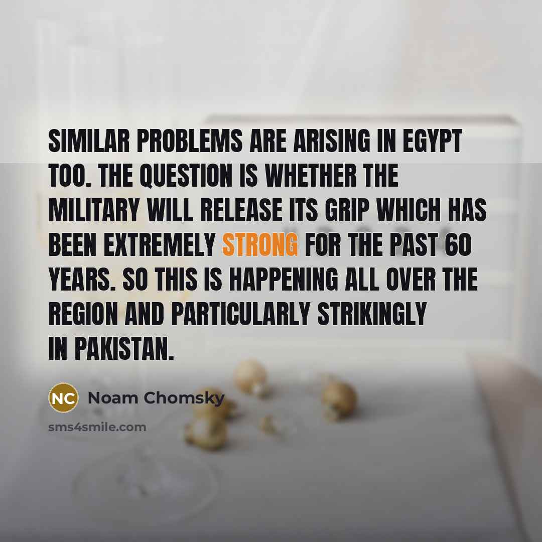“Similar problems are arising in Egypt too. The question is…” quote by Noam Chomsky