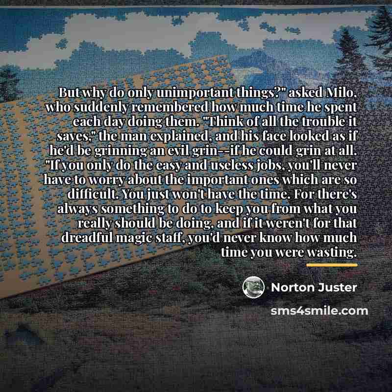 “But why do only unimportant things?" asked Milo, who suddenly…” quote by Norton Juster