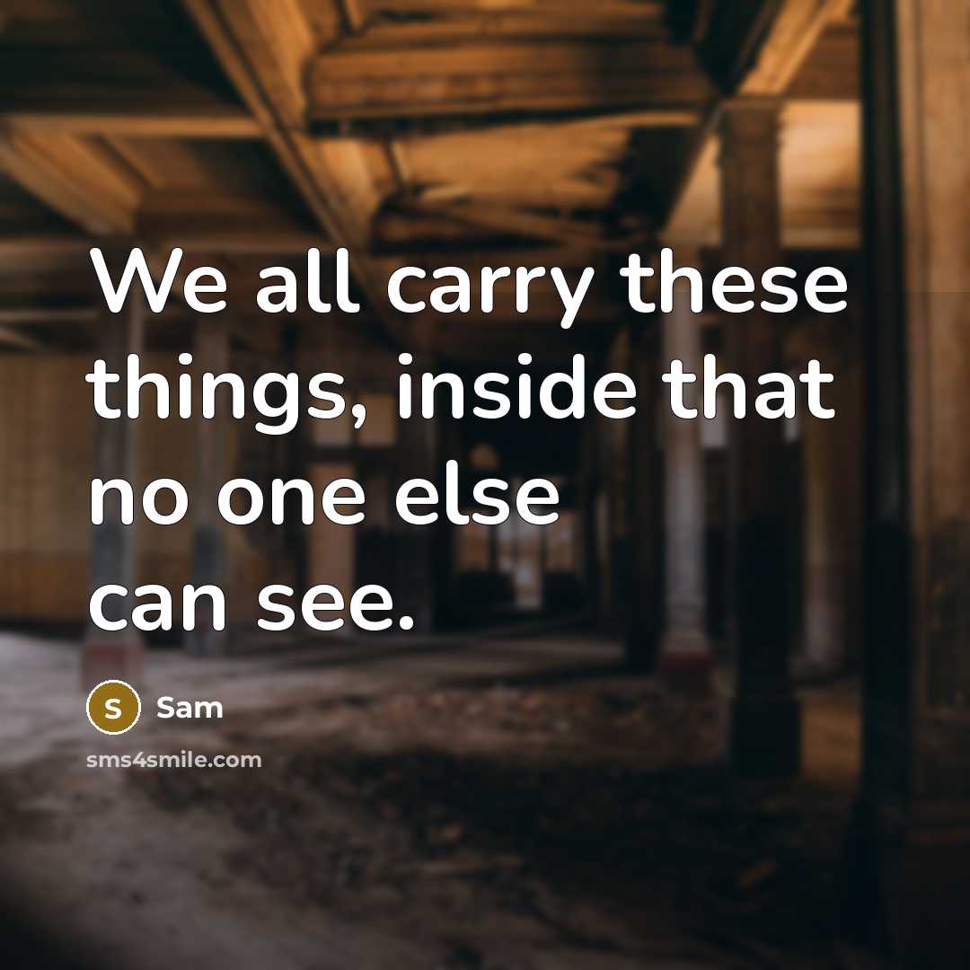 “We all carry these things, inside that no one else can see.” quote by Sam