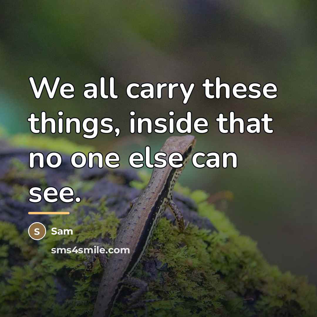 “We all carry these things, inside that no one else…” quote by Sam