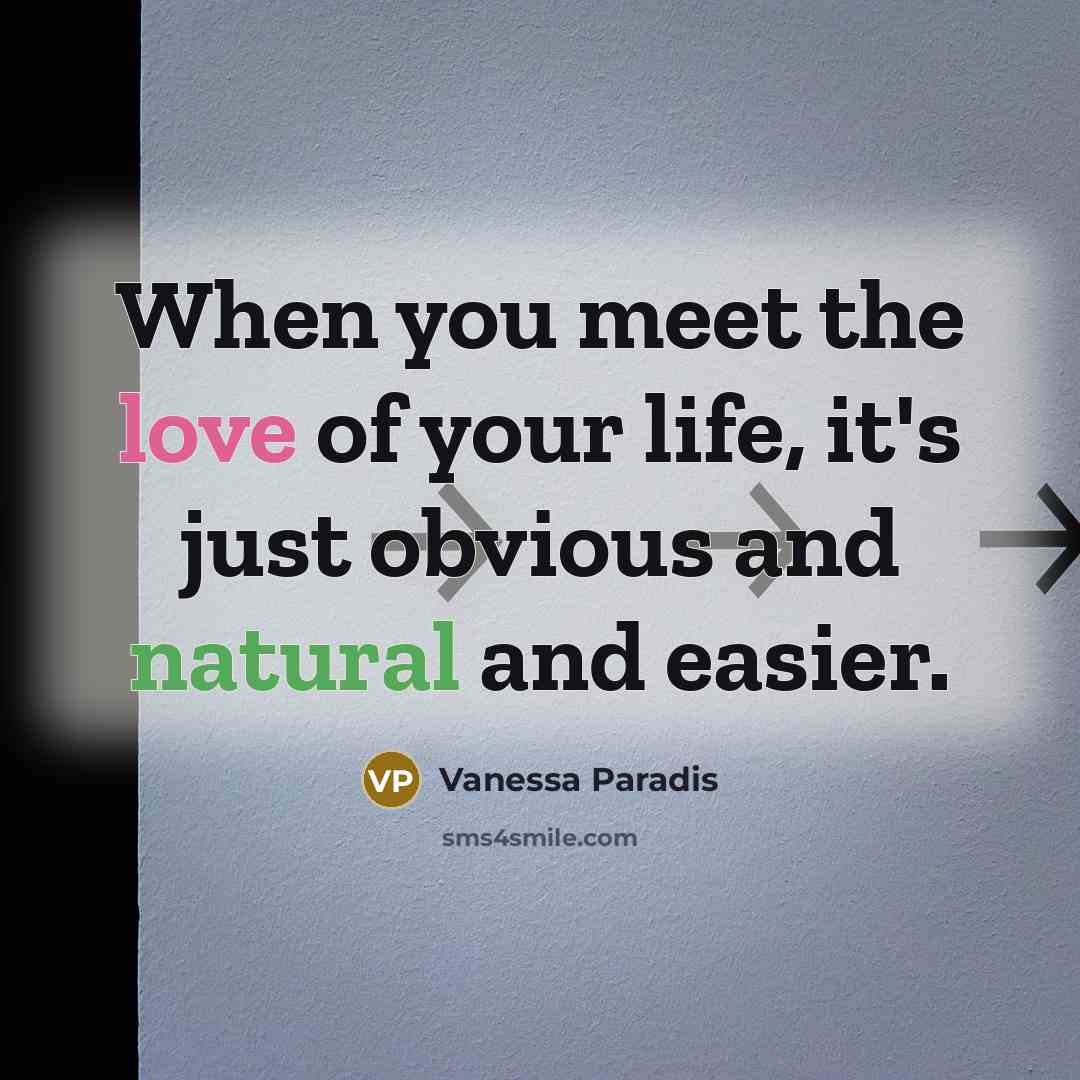 “When you meet the love of your life, it's just…” quote by Vanessa Paradis