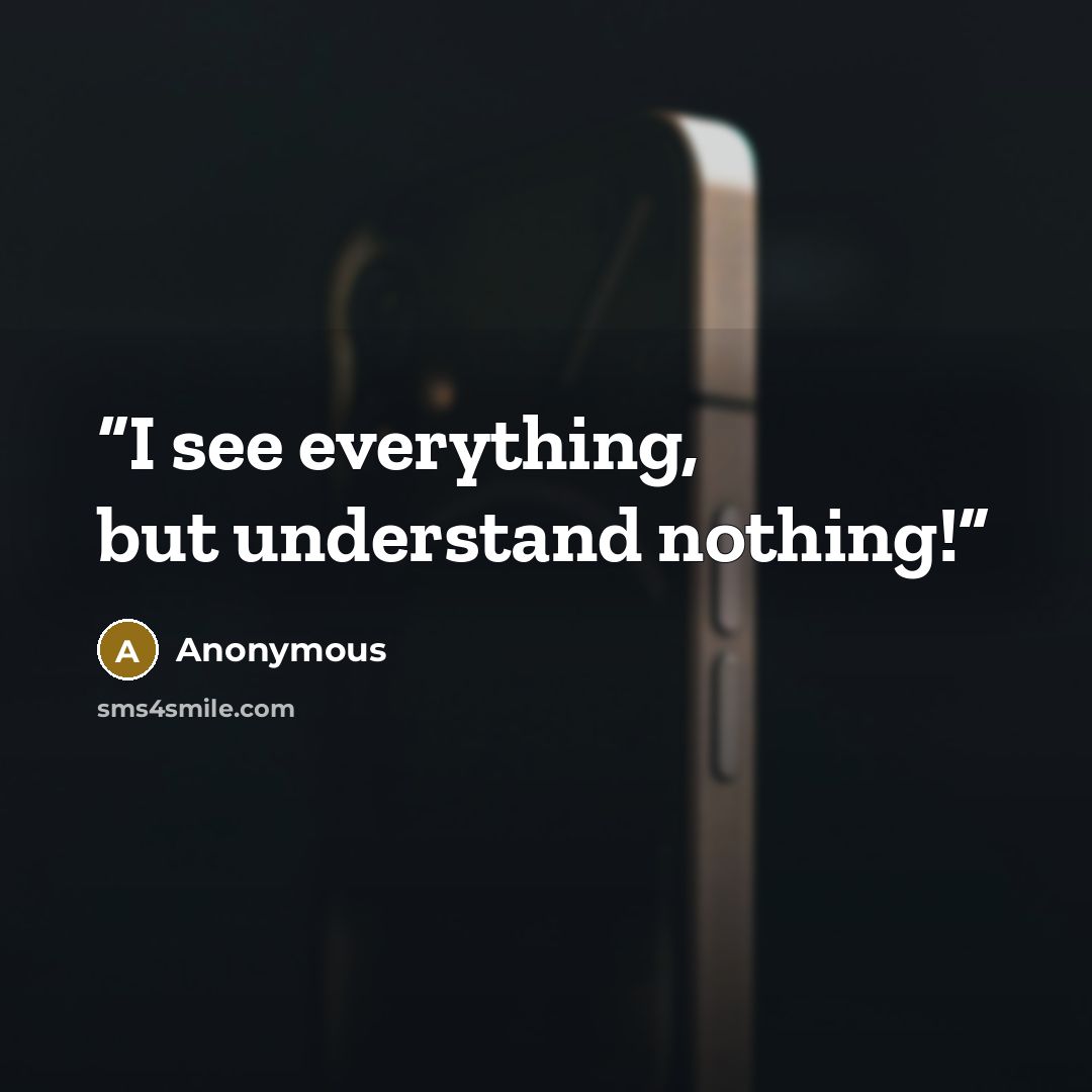 “I see everything, but understand nothing!” quote by Anonymous