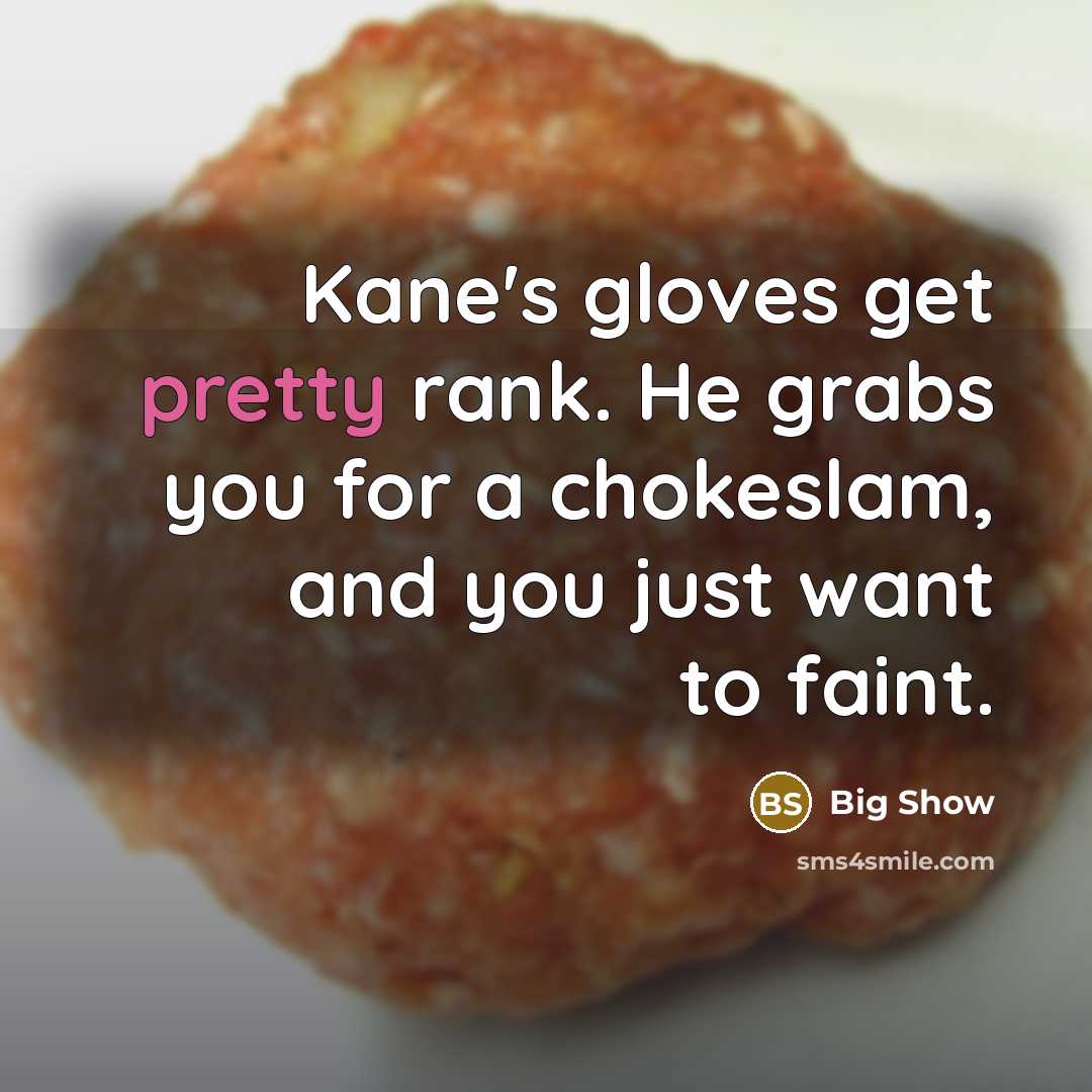 “Kane's gloves get pretty rank. He grabs you for a…” quote by Big Show