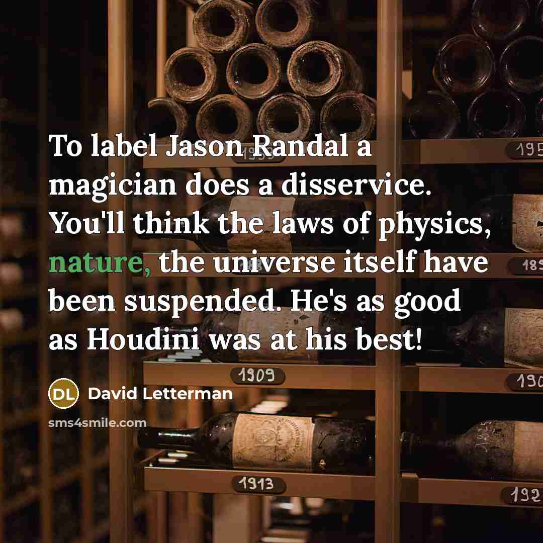 “To label Jason Randal a magician does a disservice. You'll…” quote by David Letterman