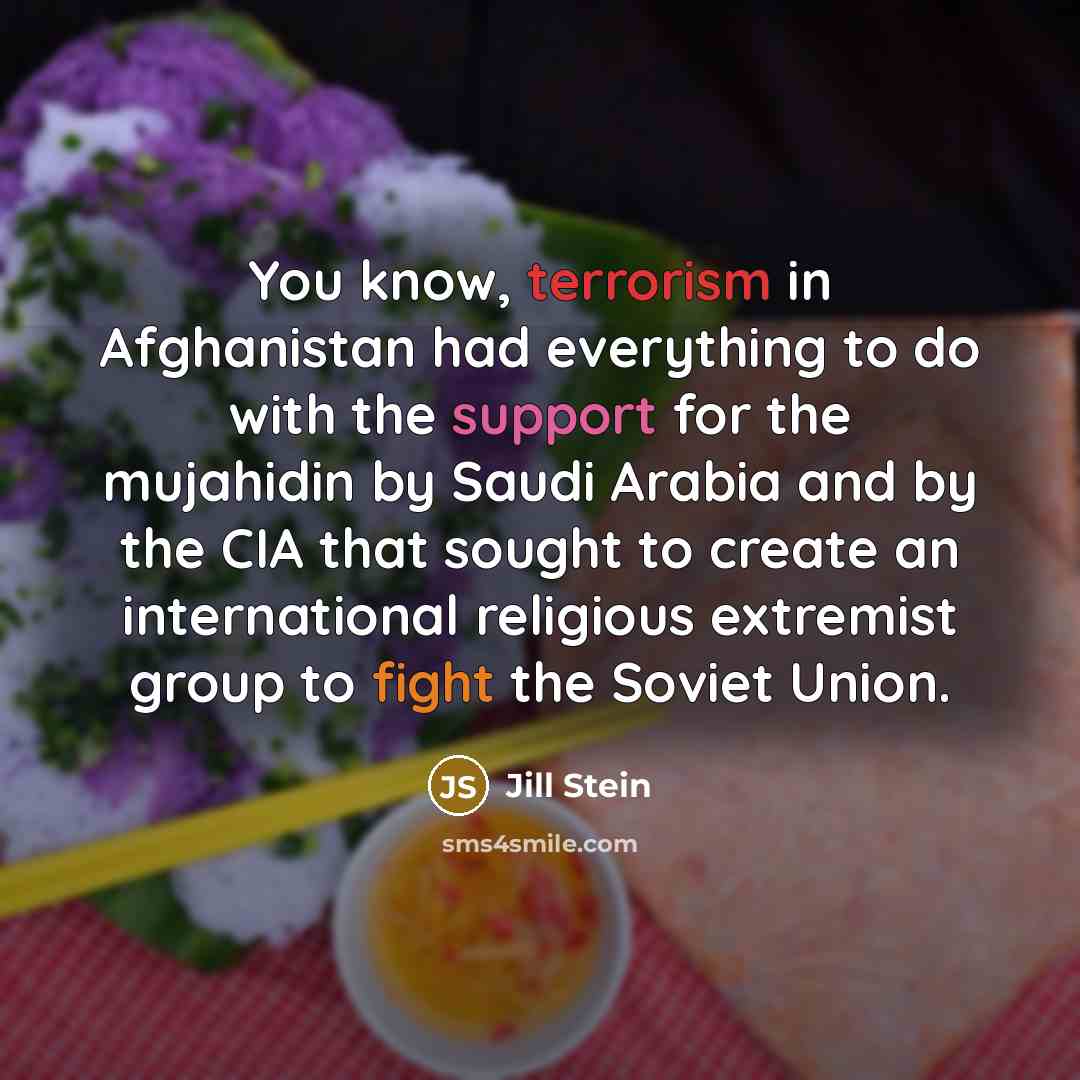 “You know, terrorism in Afghanistan had everything to do with…” quote by Jill Stein