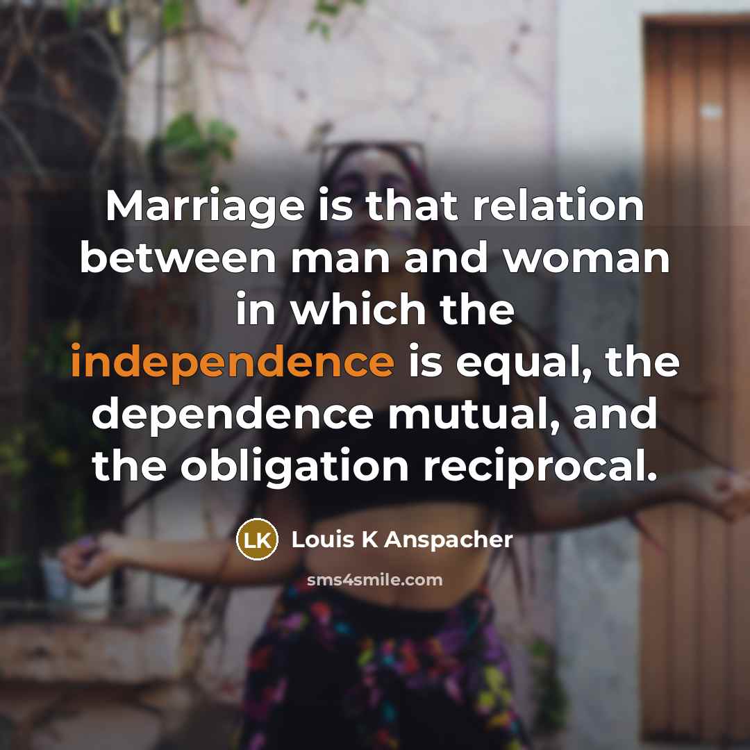“Marriage is that relation between man and woman in which…” quote by Louis K Anspacher