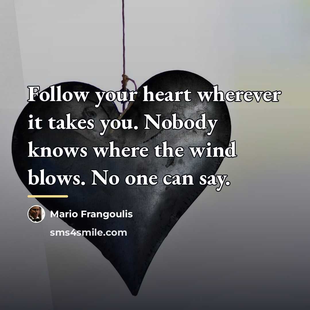 “Follow your heart wherever it takes you. Nobody knows where…” quote by Mario Frangoulis