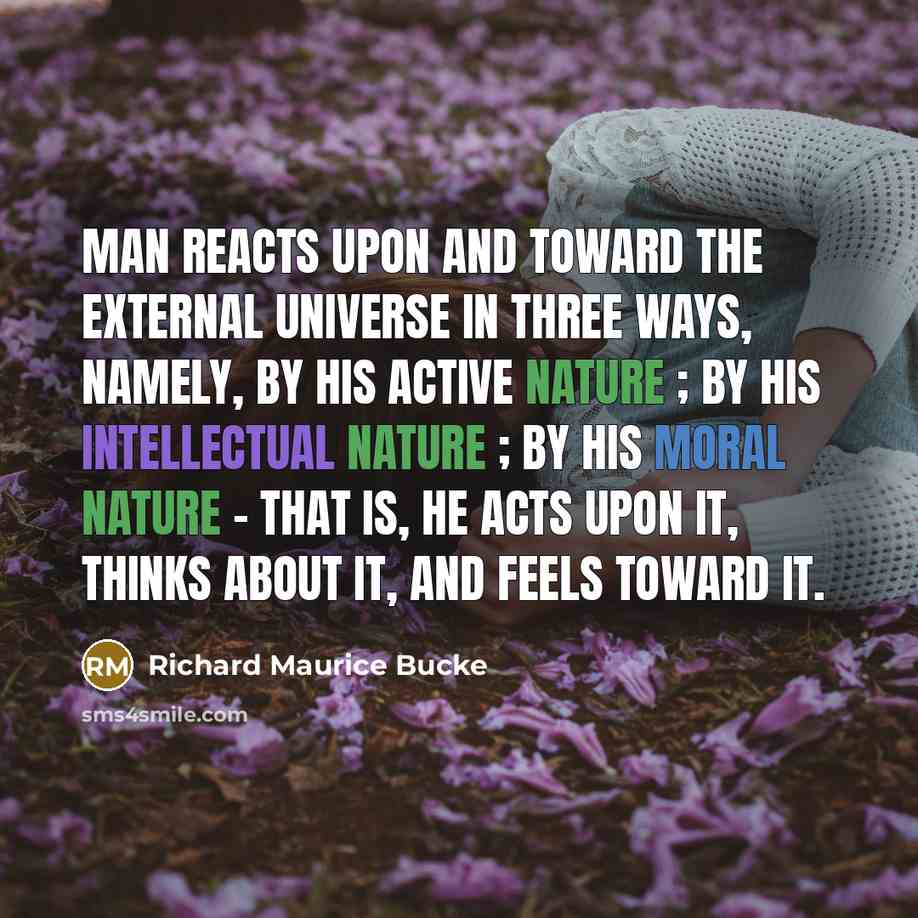 “Man reacts upon and toward the external universe in three…” quote by Richard Maurice Bucke