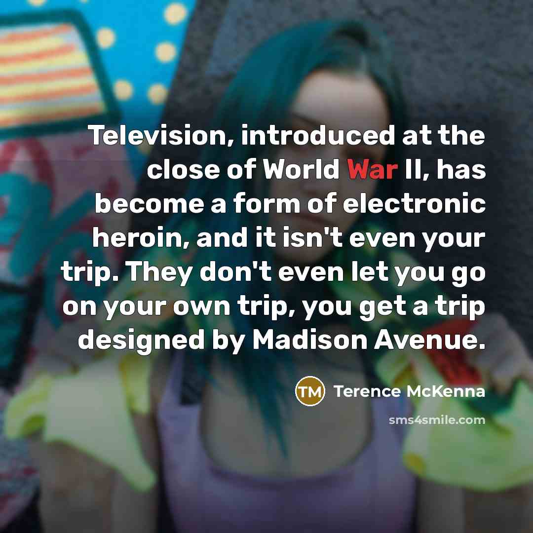 “Television, introduced at the close of World War II, has…” quote by Terence McKenna