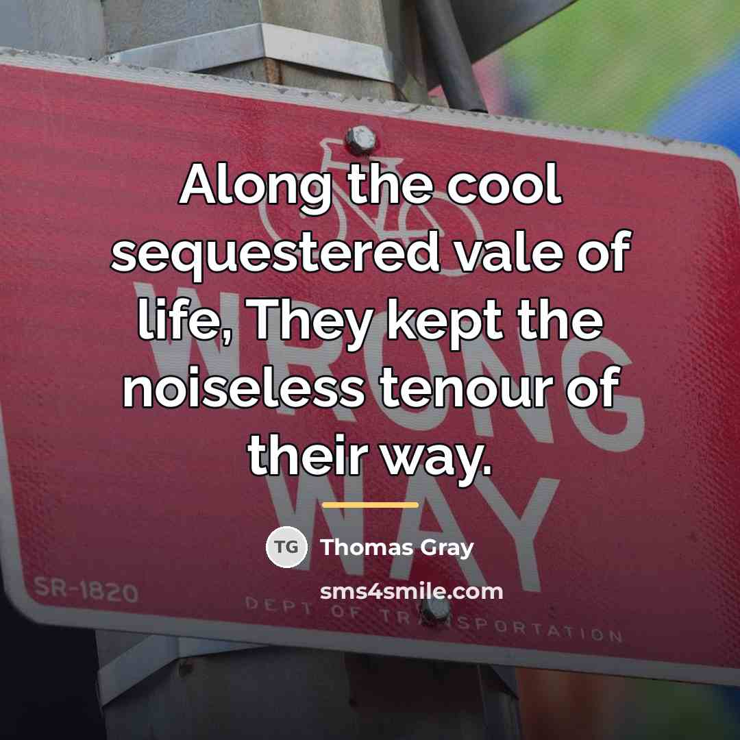 “Along the cool sequestered vale of life, They kept the…” quote by Thomas Gray