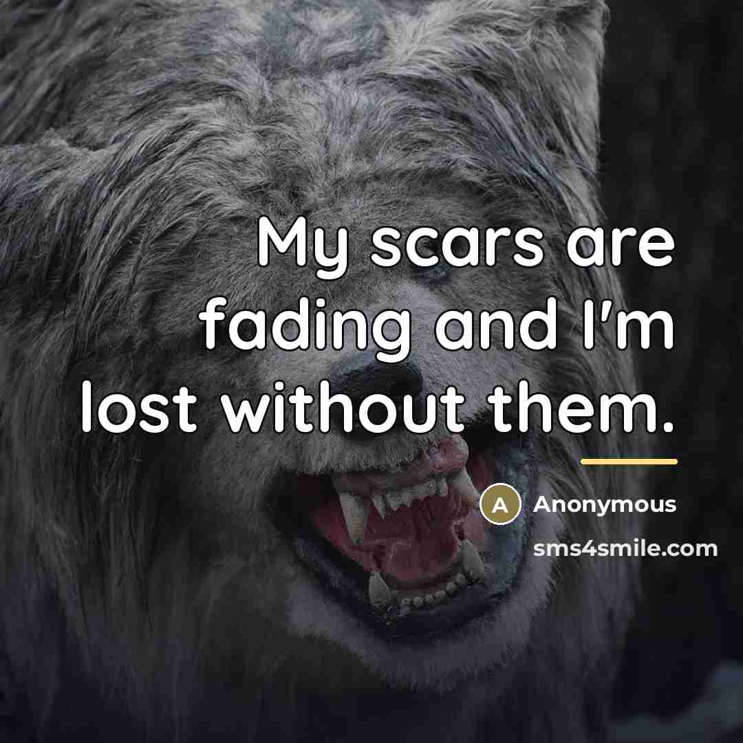 “My scars are fading and I'm lost without them.…” quote by Anonymous
