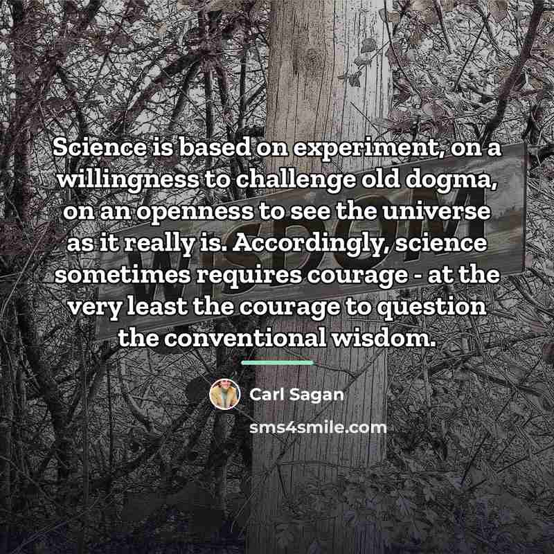 “Science is based on experiment, on a willingness to challenge…” quote by Carl Sagan