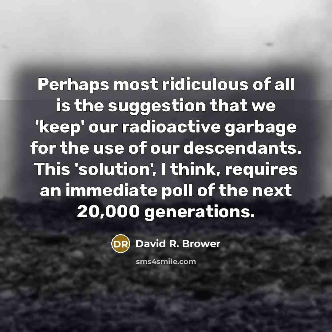 “Perhaps most ridiculous of all is the suggestion that we…” quote by David R. Brower