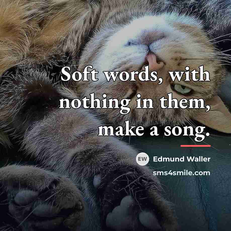 “Soft words, with nothing in them, make a song.…” quote by Edmund Waller