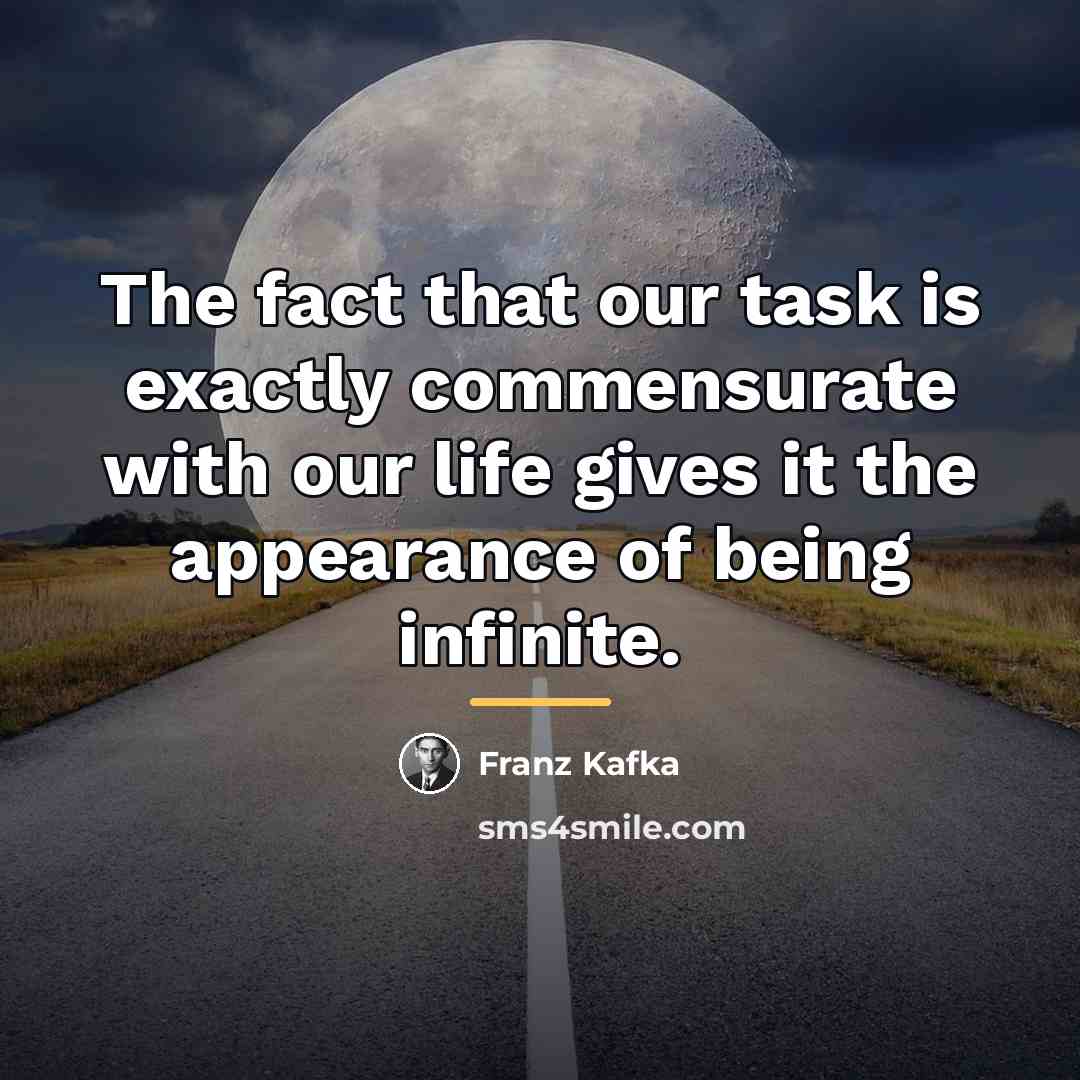 “The fact that our task is exactly commensurate with our…” quote by Franz Kafka