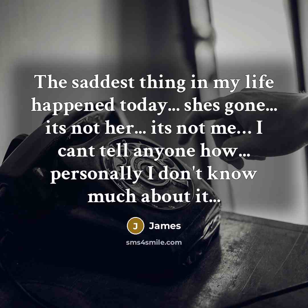“The saddest thing in my life happened today... shes gone...…” quote by James