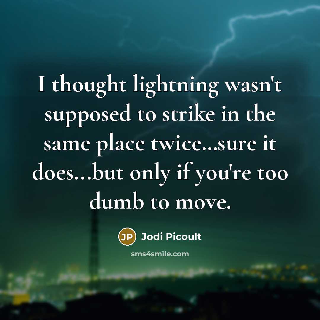 “I thought lightning wasn't supposed to strike in the same…” quote by Jodi Picoult