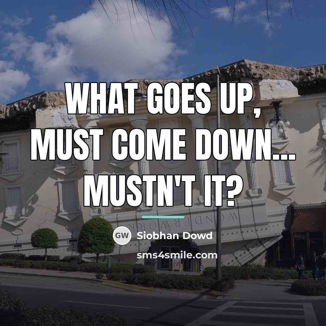 “What goes up, must come down... Mustn't it?…” quote by Siobhan Dowd