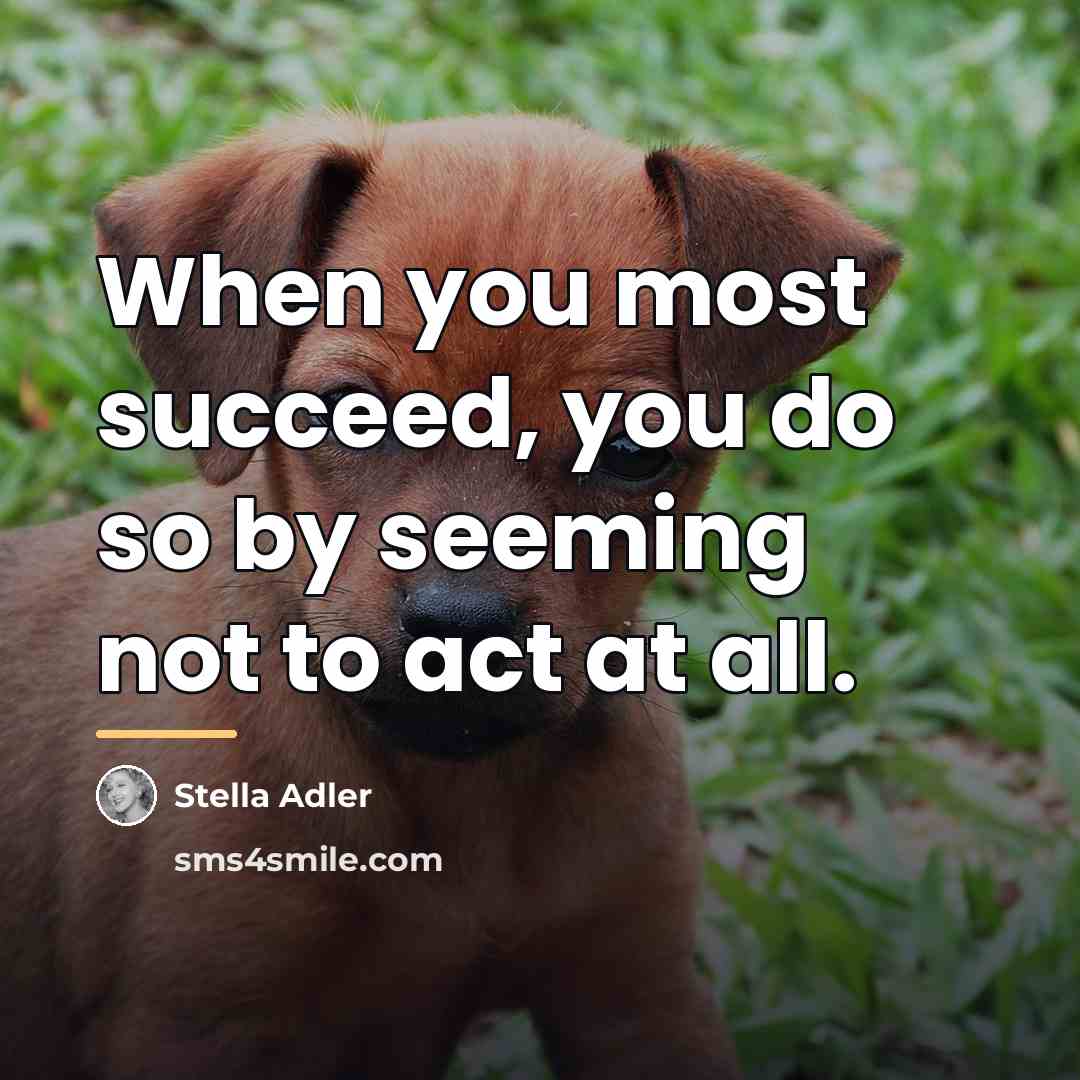 “When you most succeed, you do so by seeming not…” quote by Stella Adler