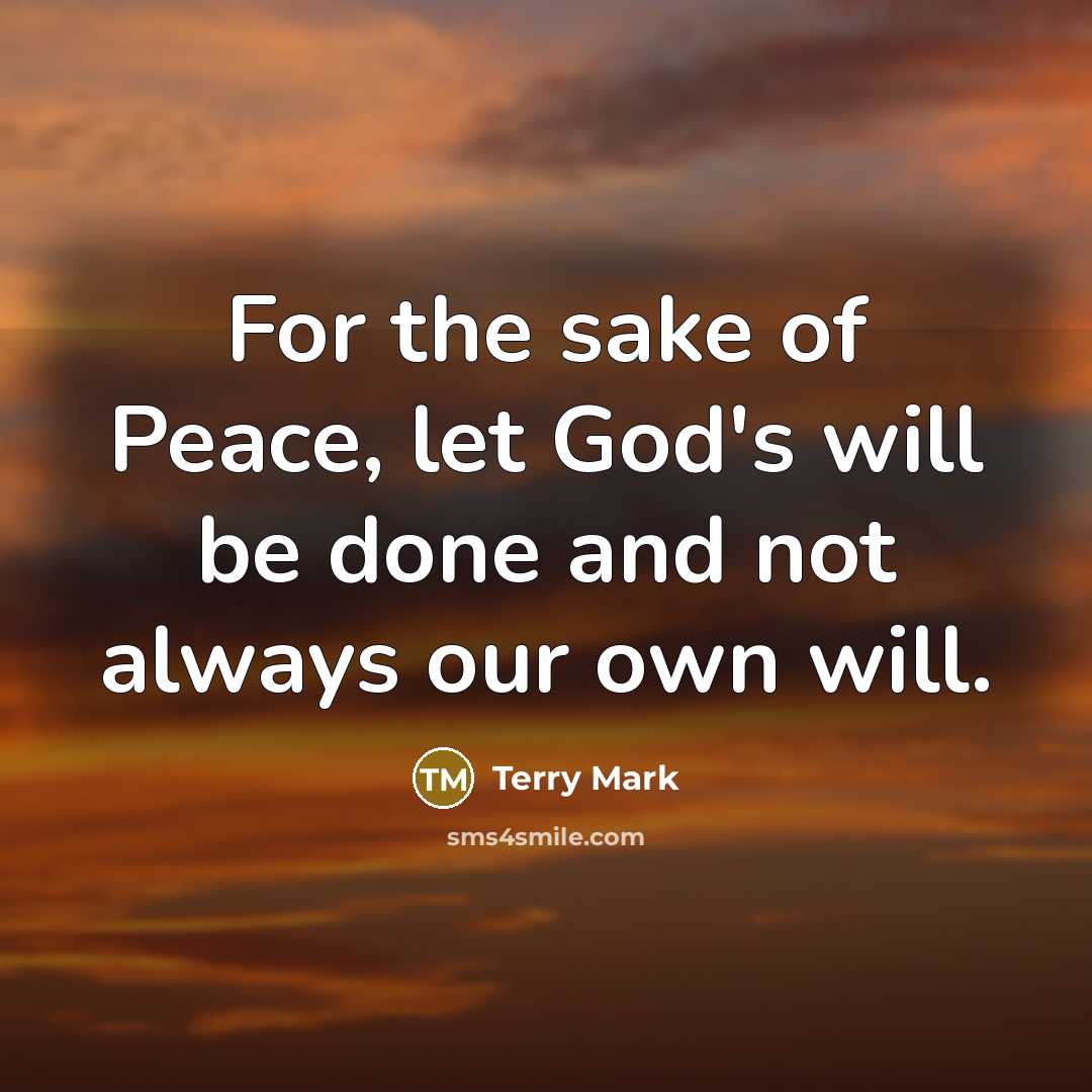 “For the sake of Peace, let God's will be done…” quote by Terry Mark