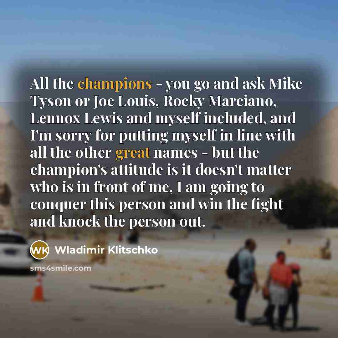“All the champions - you go and ask Mike Tyson…” quote by Wladimir Klitschko