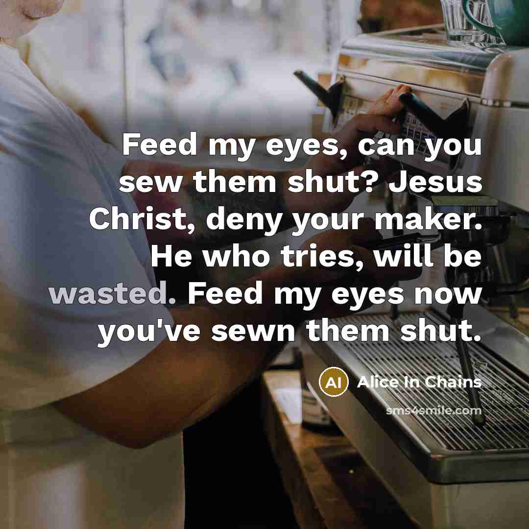 “Feed my eyes, can you sew them shut? Jesus Christ,…” quote by Alice In Chains