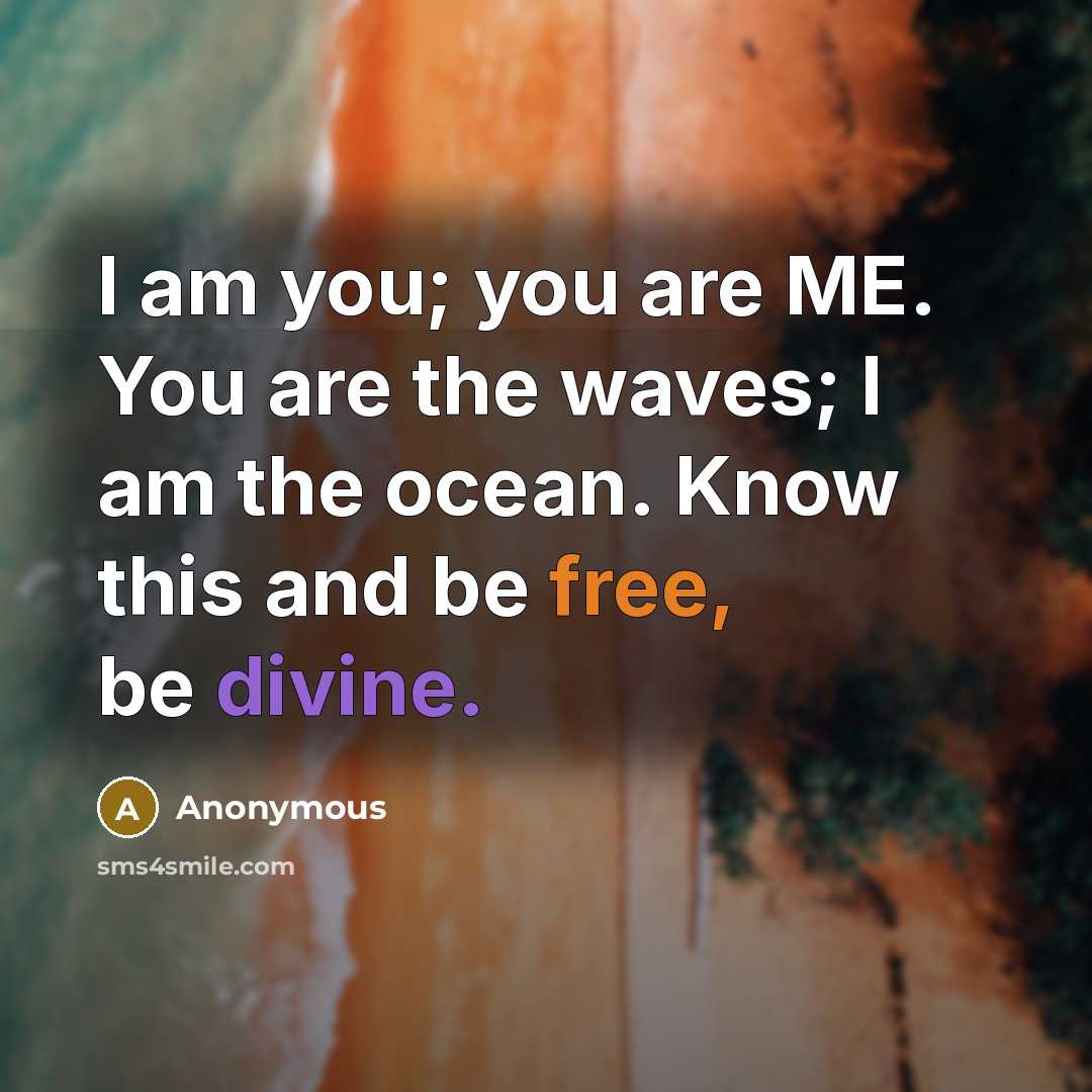 “I am you; you are ME. You are the waves;…” quote by Anonymous