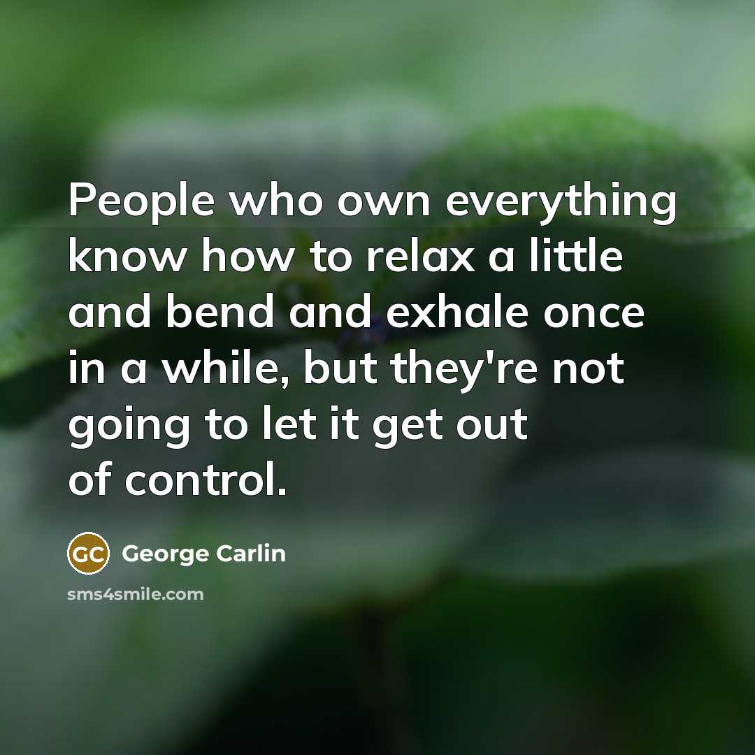 “People who own everything know how to relax a little…” quote by George Carlin