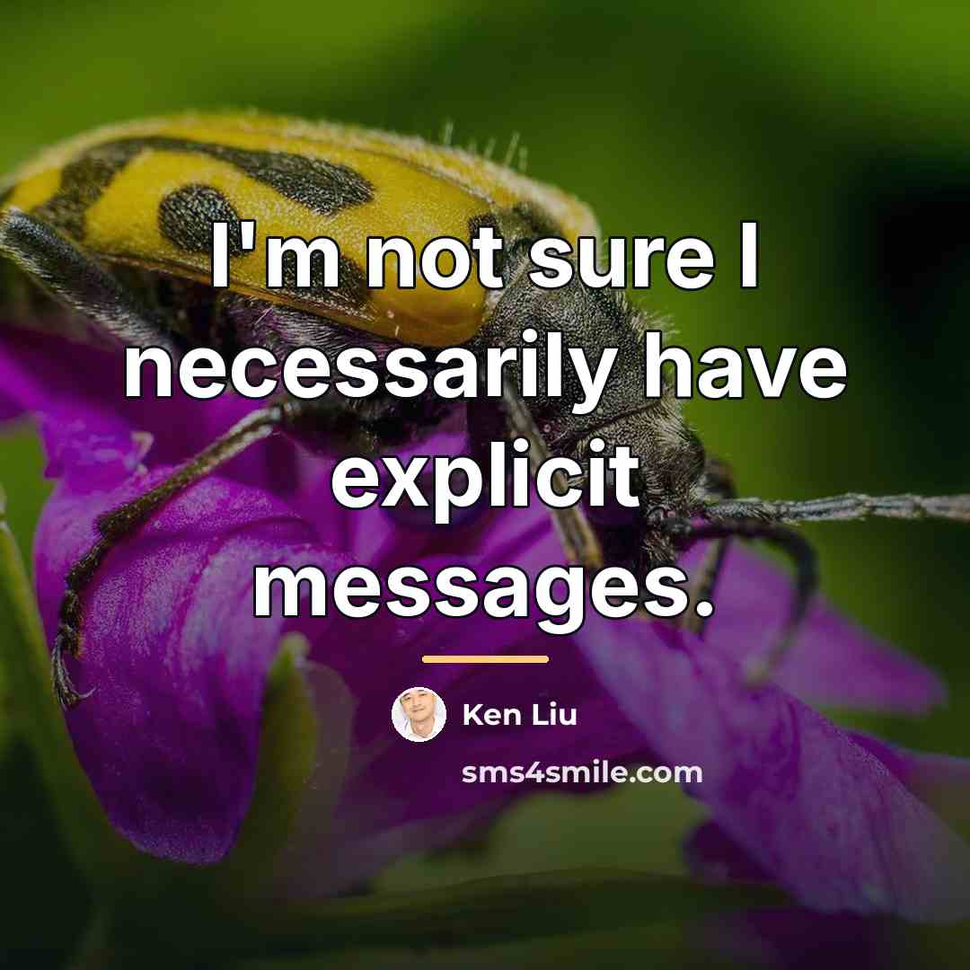 “I'm not sure I necessarily have explicit messages.…” quote by Ken Liu