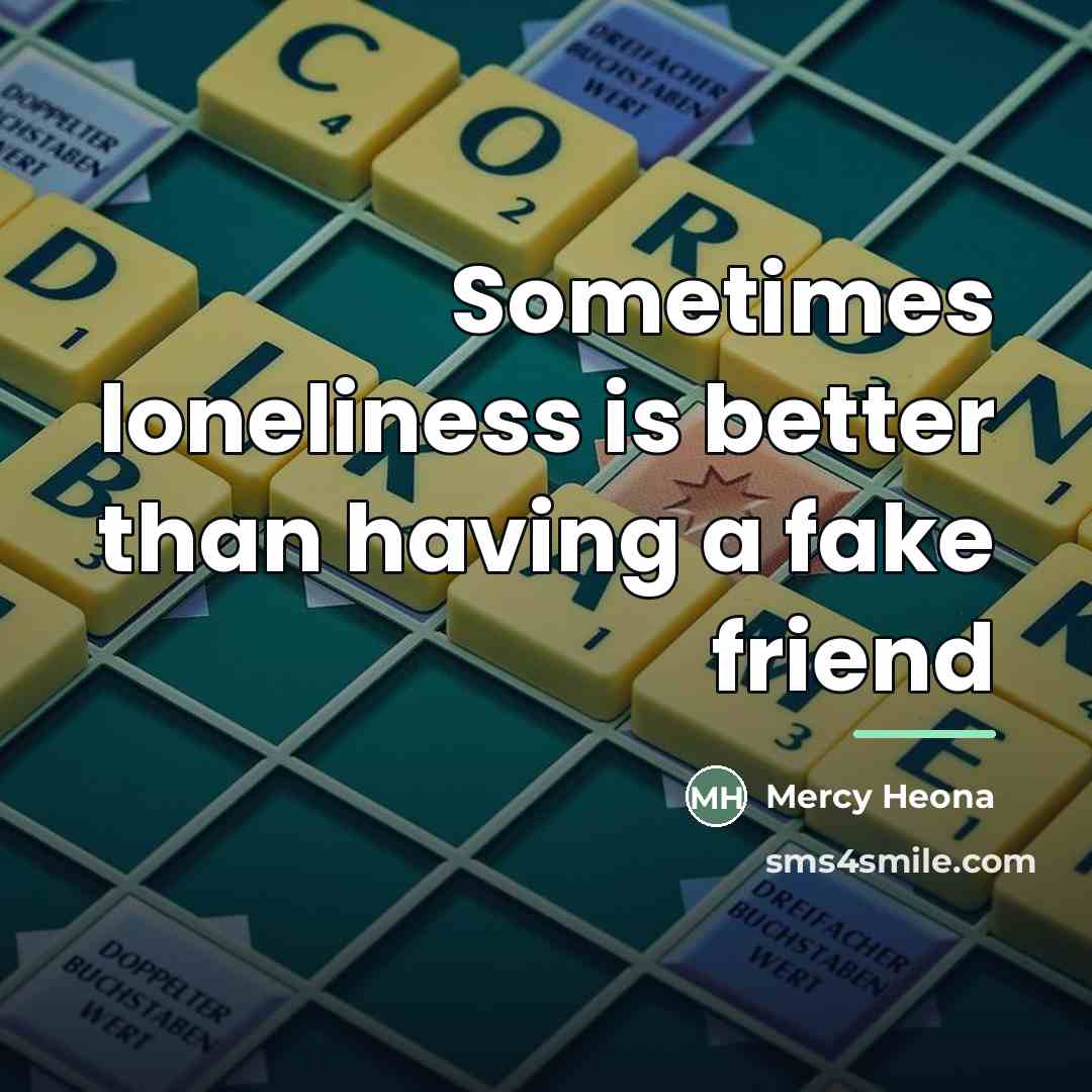 “Sometimes loneliness is better than having a fake friend…” quote by Mercy Heona