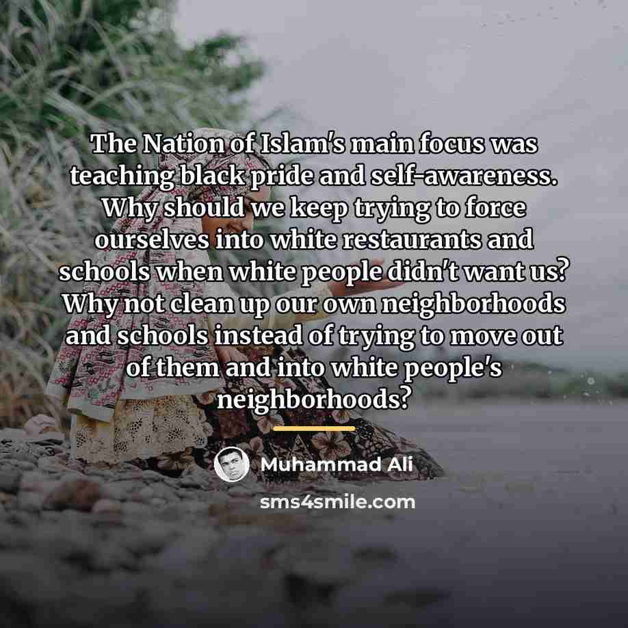 “The Nation of Islam's main focus was teaching black pride…” quote by Muhammad Ali